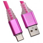 USB кабель Liberty Project Type-C Змея LED TPE розовый (kastd)