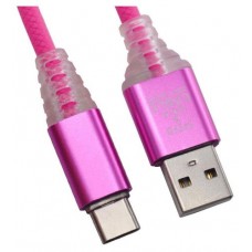 USB кабель Liberty Project Type-C Змея LED TPE розовый (kastd) в магазинах Ашан