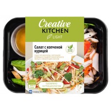 Салат Creative Kitchen из фунчозы и копченого куриного филе с овощами, 170 г (kastd) в магазинах Ашан