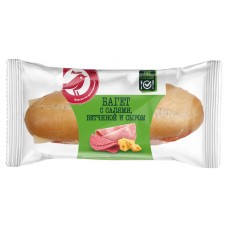 Багет АШАН Красная птица с салями, ветчиной и сыром, 180 г (kastd) в магазинах Ашан