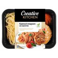 Оладушек куриный Creative Kitchen со спагетти и томатным соусом, 250 г (kastd) в магазинах Ашан