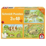 Пазл Schmidt Spiele Животные с малышами, 3x48 деталей (kastd)