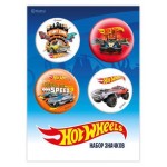 Значки Hot Wheels закатные, 4 шт (kastd)