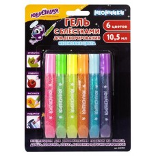 Гель с блестками для декора ЮНЛАНДИЯ Неончики, 6 цветов х 10,5 мл (kastd) в магазинах Ашан