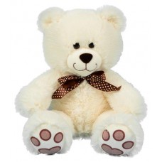 Игрушка мягкая ONE TWO FUN Медведь плюшевый молочного цвета с бантом, 50 см (kastd) в магазинах Ашан
