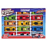 Набор металлических машинок Технопарк Road Racing Суперкар, 7,5 см, 15 шт (kastd)