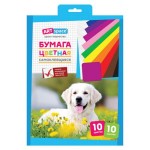 Бумага цветная самоклеящаяся ArtSpace А410 л, 10 цветов (kastd)
