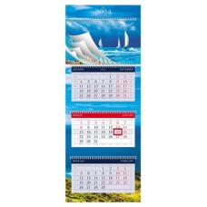 Календарь квартальный Хатбер AQUA на 4-х гребнях 2024, 320х840 мм (kastd) в магазинах Ашан