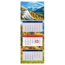 Календарь квартальный Хатбер В тишине гор на 4-х гребнях 2024, 320х840 мм (kastd) в магазинах Ашан