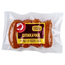 Шпикачки АШАН Красная птица, 400 г (kastd) в магазинах Ашан