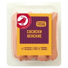Сосиски АШАН Красная птица Венские, 400 г (kastd) в магазинах Ашан