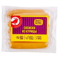 Сосиски АШАН Красная птица Куриные, 400 г (kastd) в магазинах Ашан