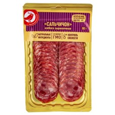 Колбаса сырокопченая АШАН Красная птица Сальчичон в нарезке, 100 г (kastd) в магазинах Ашан