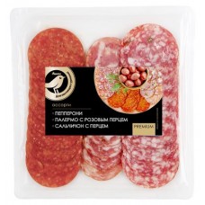 Колбаса АШАН Золотая птица Ассорти из сырокопченых колбас, 100 г (kastd) в магазинах Ашан