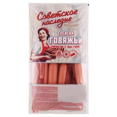 Сосиски Советское наследие говяжьи, вес (kastd) в магазинах Ашан