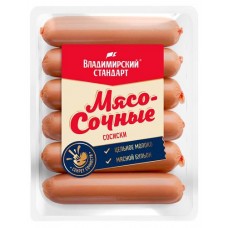 Сосиски Владимирский стандарт Мясо-сочные, 450 г (kastd) в магазинах Ашан