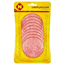 Колбаса варено-копченая Останкино Сервелат Швейцарский нарезка, 100 г (kastd) в магазинах Ашан