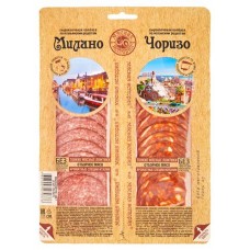 Ассорти колбасное сырокопченое Иней Чоризо Милано нарезка, 100 г (kastd) в магазинах Ашан