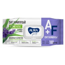 Влажные салфетки с антибактериальным эффектом Aura Family big-pack с крышкой, 180 шт (kastd) в магазинах Ашан
