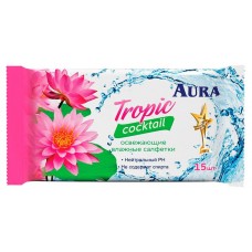 Влажные салфетки Aura Tropic Cocktail освежающие, 15 шт (kastd) в магазинах Ашан