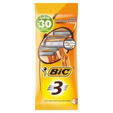 Бритва мужская одноразовая, BIC 3 Sensitive, 4 шт (kastd) в магазинах Ашан