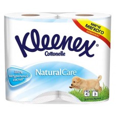 Туалетная бумага Kleenex Natural Care 3-х слойная белая, 4 рулона (kastd) в магазинах Ашан