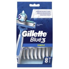 Станок для бритья мужской Gillette Blue Simple3 одноразовый, 8 шт (kastd) в магазинах Ашан
