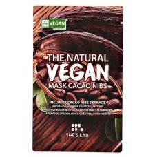 Маска для лица She's Lab The Natural Vegan Cacao Nibs восстанавливающая и разглаживающая с экстрактом какао-бобов тканевая, 20 мл (kastd) в магазинах Ашан