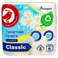 Бумага туалетная АШАН Красная птица многослойная с ароматом ромашки, 2 слоя, 4 рулона (kastd) в магазинах Ашан