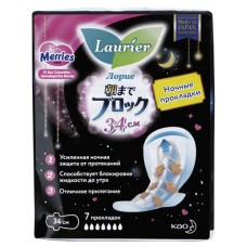 Прокладки гигиенические Laurier Super Absorbent женские ночные с крылышками 7 капель, 7 шт (kastd) в магазинах Ашан