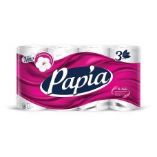 Туалетная бумага Papia, белая 3 слоя, 8 рулонов (kastd) в магазинах Ашан