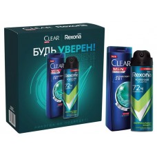 Подарочный набор Rexona Men Clear антиперспирант и шампунь, 350 мл (kastd) в магазинах Ашан