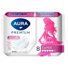 Прокладки женские Aura Premium Super, 8 шт (kastd) в магазинах Ашан