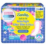 Прокладки гигиенические Sanita Soft&Fit Relax Night Ultra Slim ультратонкие ночные 29 см, 8 шт (kastd)