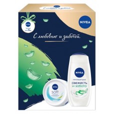 Подарочный набор NIVEA: Крем Soft 100 мл + Гель для душа Свежесть и забота 250 мл (kastd) в магазинах Ашан