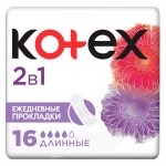 Прокладки ежедневные Kotex 2в1 Длинные, 16 шт (kastd) Прокладки ежедневные Kotex 2в1 Длинные, 16 шт (kastd)