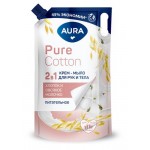 Крем-мыло Aura Pure Cotton 2в1 для рук и тела Хлопок и овсяное молочко, 850 мл (kastd)
