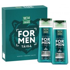Подарочный набор Чистая линия For men тайга шампунь-кондиционер-гель для душа 3 в 1 для мужчин, 2х250 мл (kastd) в магазинах Ашан