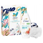 Подарочный набор Dove Коллекция нежное очищение 2023, гель для душа 250 мл + мочалка (kastd)