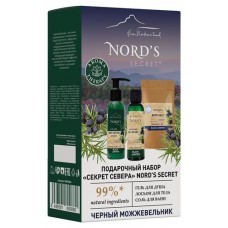 Подарочный набор NORD'S SECRET Черный можжевельник Секрет севера, гель для душа 100 мл + лосьон для тела 80 мл + соль для ванн 250 г (kastd) в магазинах Ашан