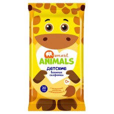 Салфетки влажные Smart Animals с экстрактом ромашкой и витамином Е, 20 шт (kastd) в магазинах Ашан