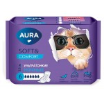 Прокладки гигиенические женские Aura soft&comfort night, 6 шт (kastd)