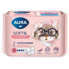 Прокладки гигиенические женские Aura soft&comfort normal, 9 шт (kastd) в магазинах Ашан