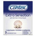 Презервативы Contex Extra Sensation с крупными точками и ребрами, 3 шт (kastd)