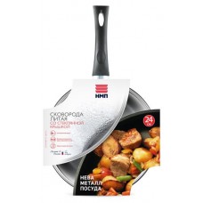 Сковорода Нева Металл Посуда литая с крышкой, 24 см (kastd) в магазинах Ашан