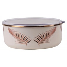 Миска Катюша Листья эмалированная с крышкой, 1 л (kastd) в магазинах Ашан