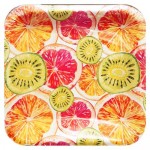 Тарелка одноразовая бумажная квадратная Цитрус 20х20 см, 6 шт (kastd)