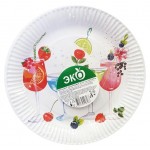 Тарелка одноразовая бумажная Коктейль 23 см, 6 шт (kastd)