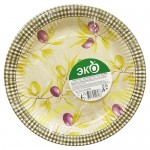Тарелки одноразовые бумажные Оливки d 23 см, 6 шт (kastd)