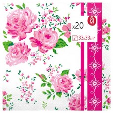 Салфетки Actuel двуслойные с цветами 33х33 см, 20 шт (kastd) в магазинах Ашан